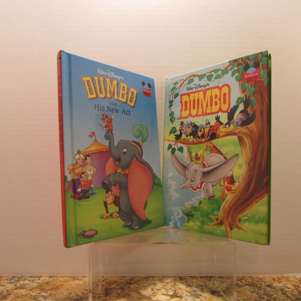 Lot of 2 Walt Disney's DUMBO, and his new act Hardcover Books